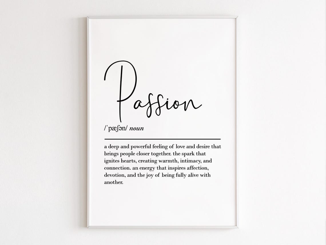 Passion Definition Dictionary Word Art Romantic Love Meaning Poster