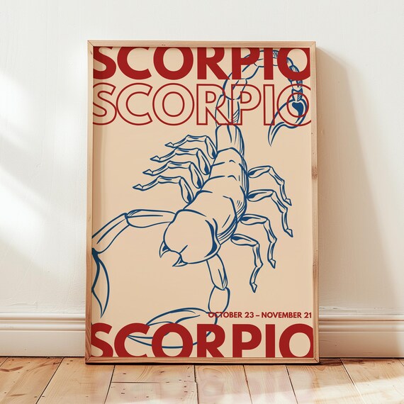 Scorpio Print Zodiac Sign Vintage Poster Gifts Astrology Wall Art Decor Retro Birthday