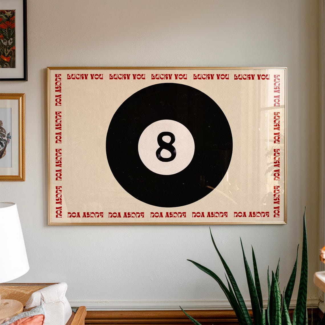 Vintage Lucky You 8 Ball Retro Billiard Hall Game Room Wall Poster
