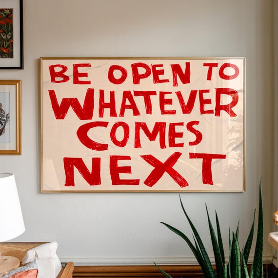 Red Typography Art Print Dopamine Decor Positive Affirmation