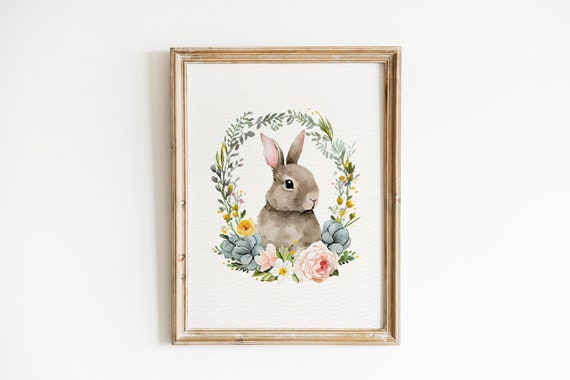 Easter Bunny Easter Decor Watercolor Poster