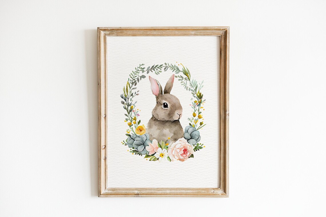 Easter Bunny Easter Decor Watercolor Poster