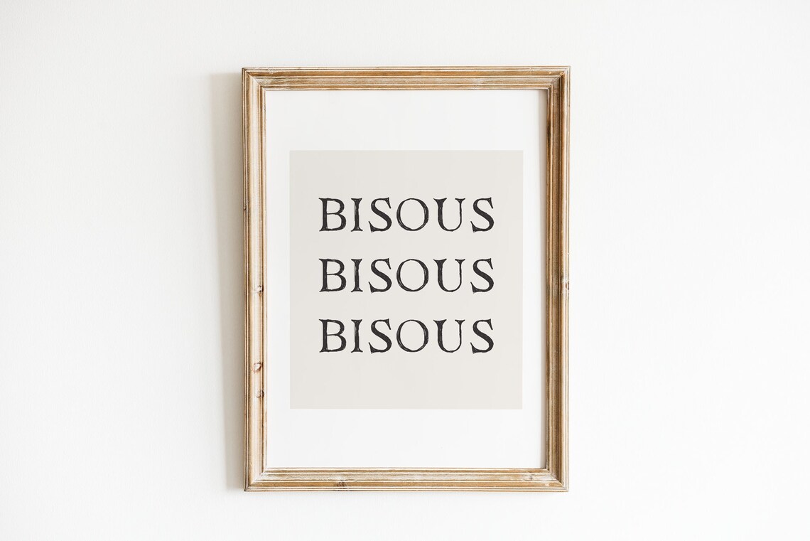 Minimal Bisous Valentine Art Print, French Word Decor