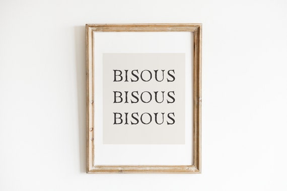 Minimal Bisous Valentine Art Print, French Word Decor