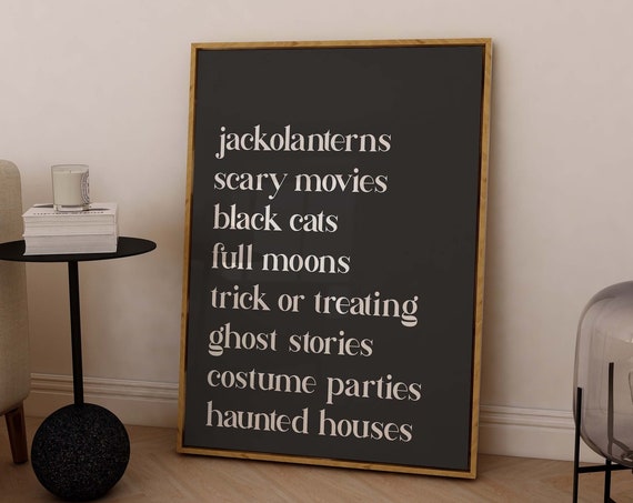Halloween Things Print Art Cute Minimal Halloween Wall Decor Trendy Halloween Wall Art