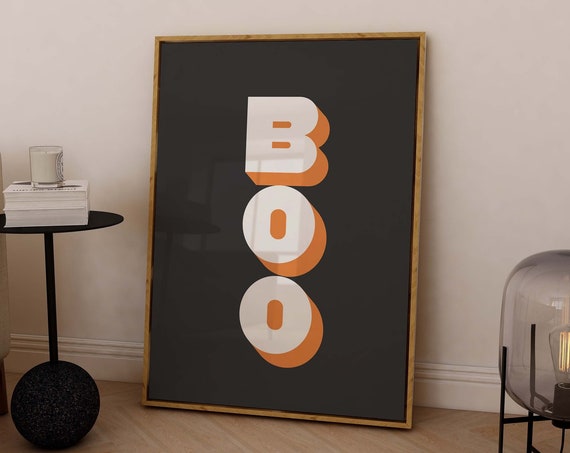 Boo Print Art Cute Black Halloween Wall Decor Trendy Halloween Wall Art Spooky Season Poster