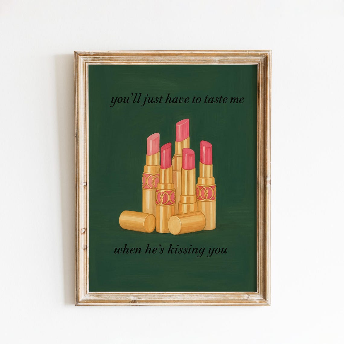 Lipstick Taste Lyric Bold Feminist Empowering Quote Poster Red Gold