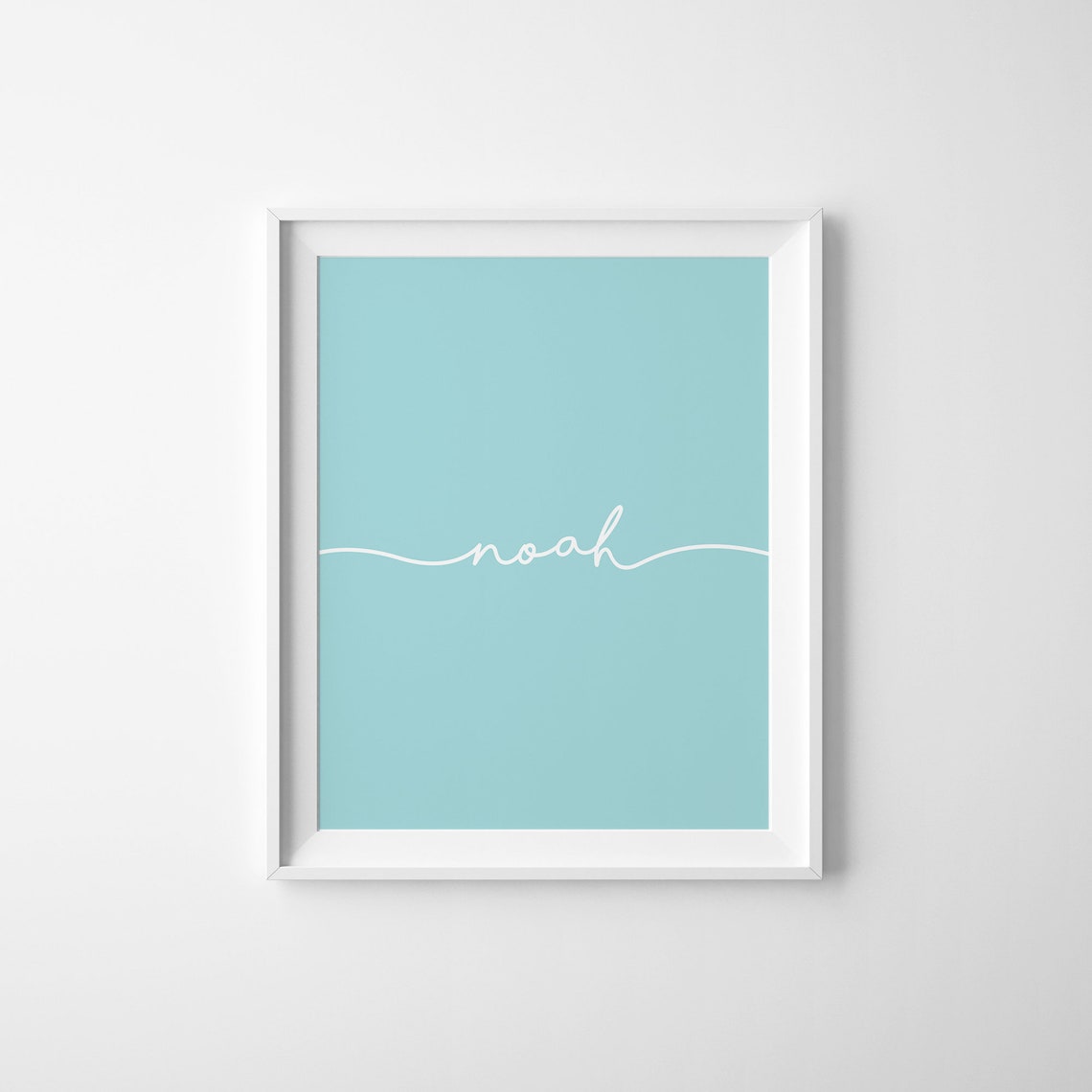 Oliver Name Script Turquoise Nursery Personalized Baby Decor Poster - Image 2