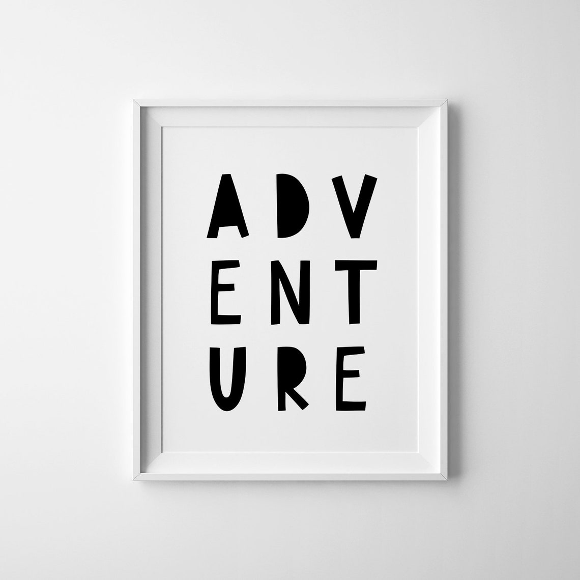 Adventure Kids Room Sign Bold Typography Monochrome Nursery Poster - Image 2
