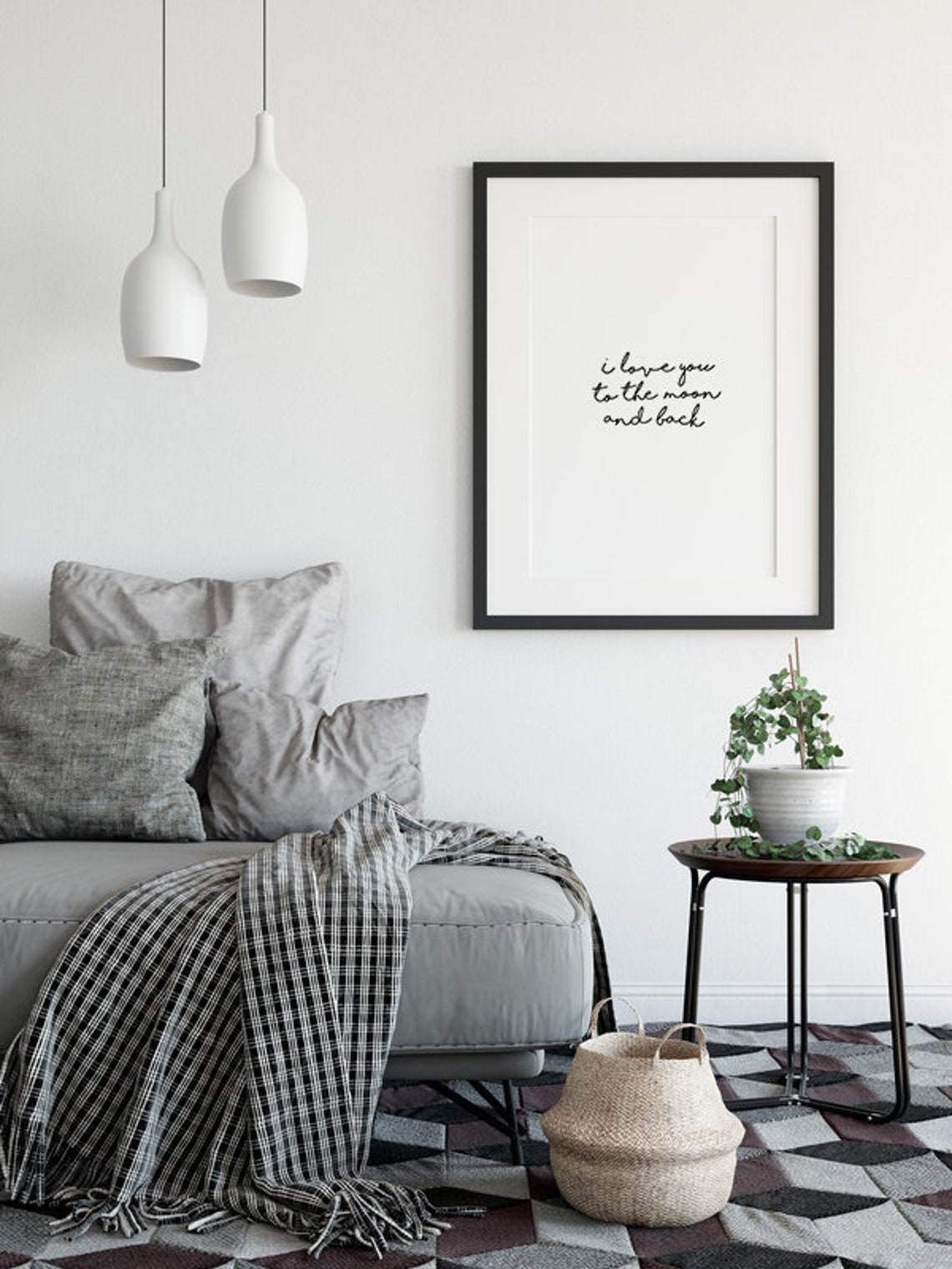 I Love You To The Moon And Back Script Romantic Bedroom Poster - Image 2