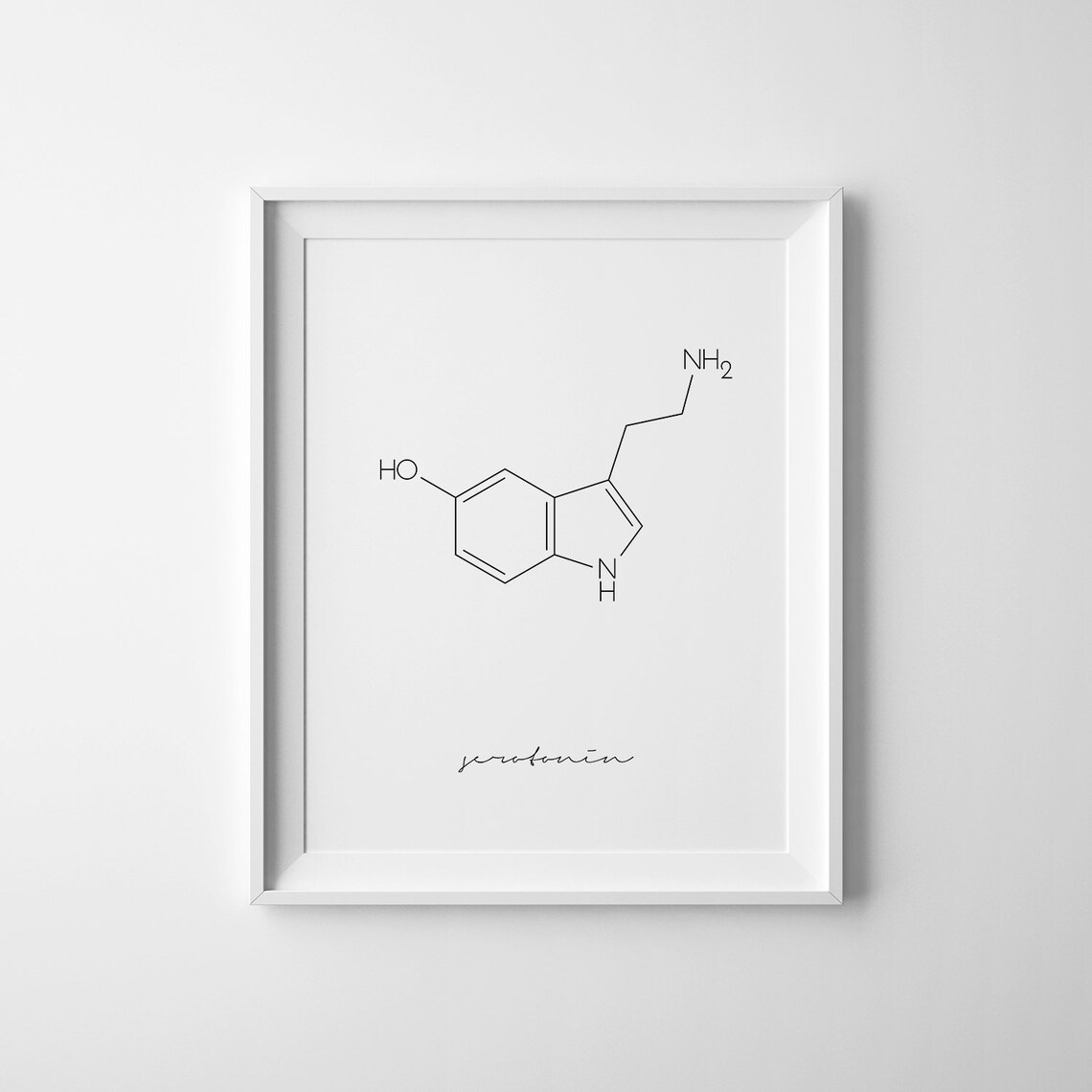 Serotonin Molecule Minimalist Poster, Modern Art Print