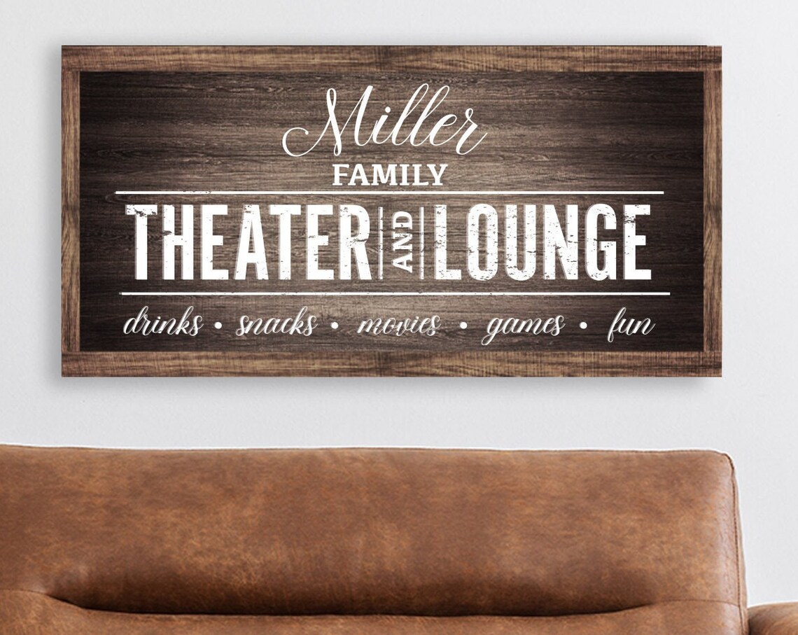 Personalized Theater And Lounge Sign, Wall Decor