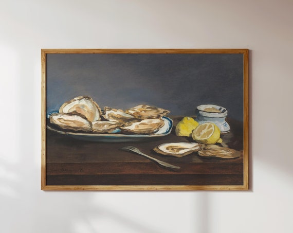 Oysters 2 Oyster Art Painting Fish Print Poster Aquatic Gift For Home Fishing Gifts Fishers