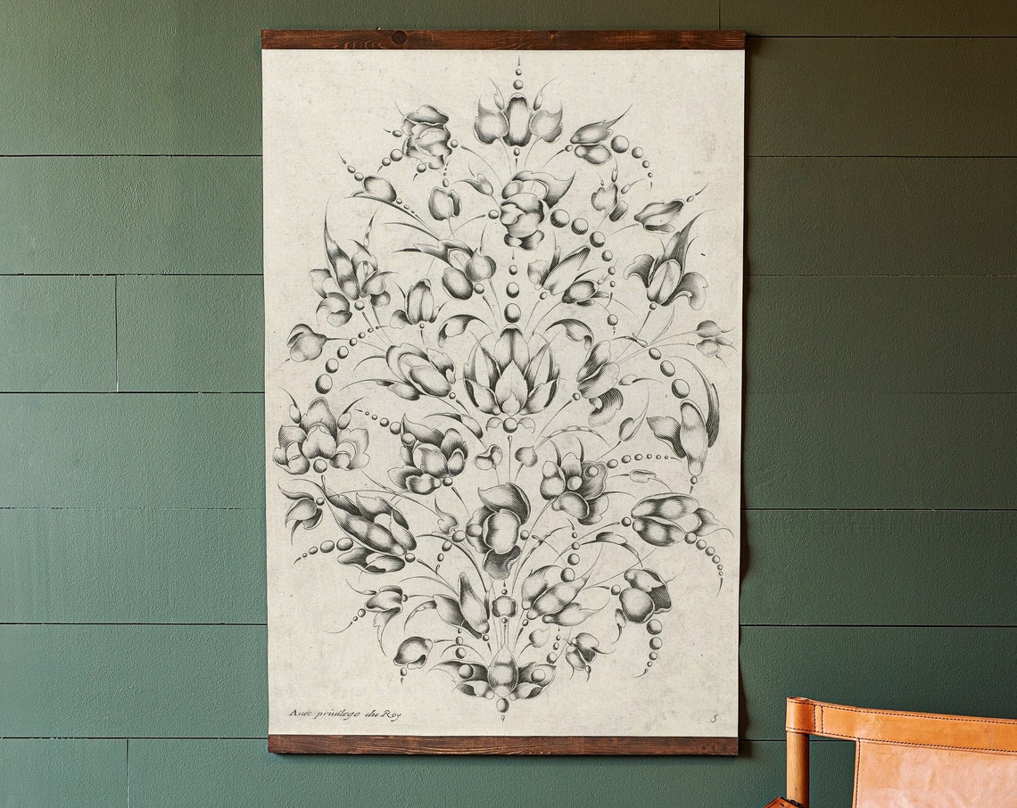Vintage Botanical Engraving Floral Print Avec privilege du Roy Design - Image 3