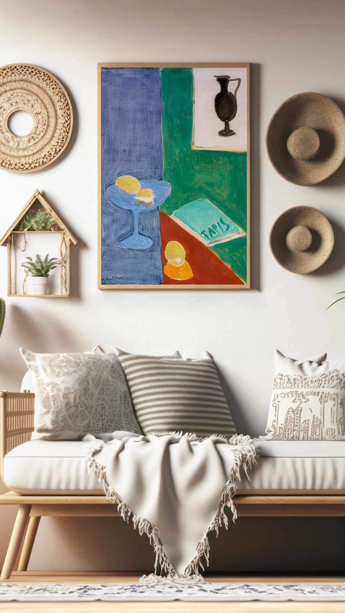 Matisse Inspired Fauvist Still Life Lemons Glass Bowl Bold Color Wall Art Print - Image 3