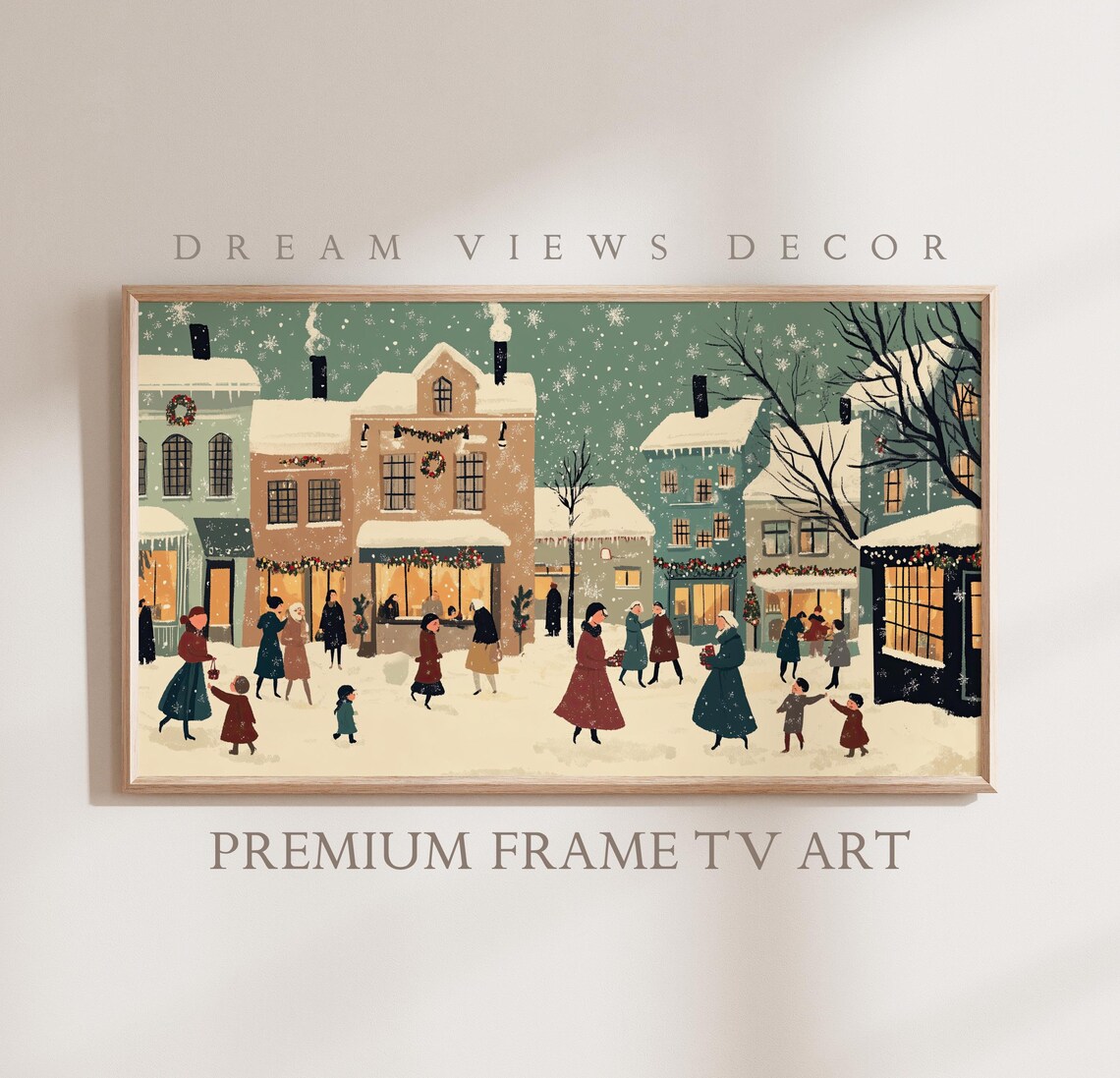 Frame Tv Art Vintage Festive Christmas Village Frame Tv Art Winter Rustic Holiday Christmas Farmhouse Decor Winter Landscape Tv Art