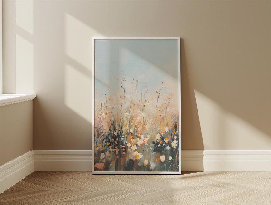 Wildflower Meadow Vintage Oil Painting Pastel Floral Art Poster
