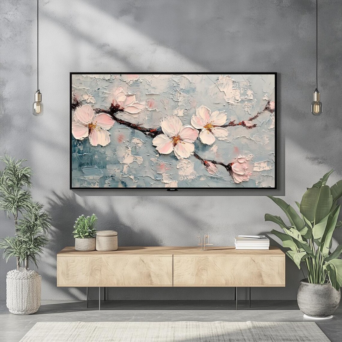 Sakura Antique Oil Painting Cherry Blossom Art Print - Image 2