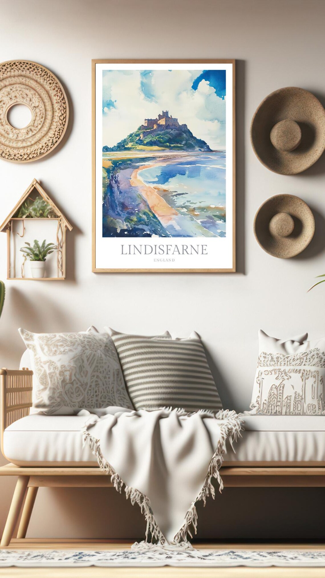 Lindisfarne England Watercolor Travel Poster Print - Image 2