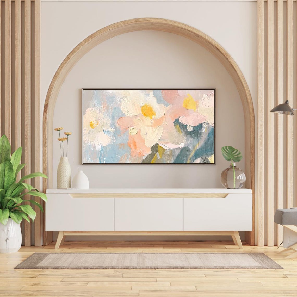 Soft Pastel Abstract Floral Painting Frame TV Digital Wall Poster - Image 2