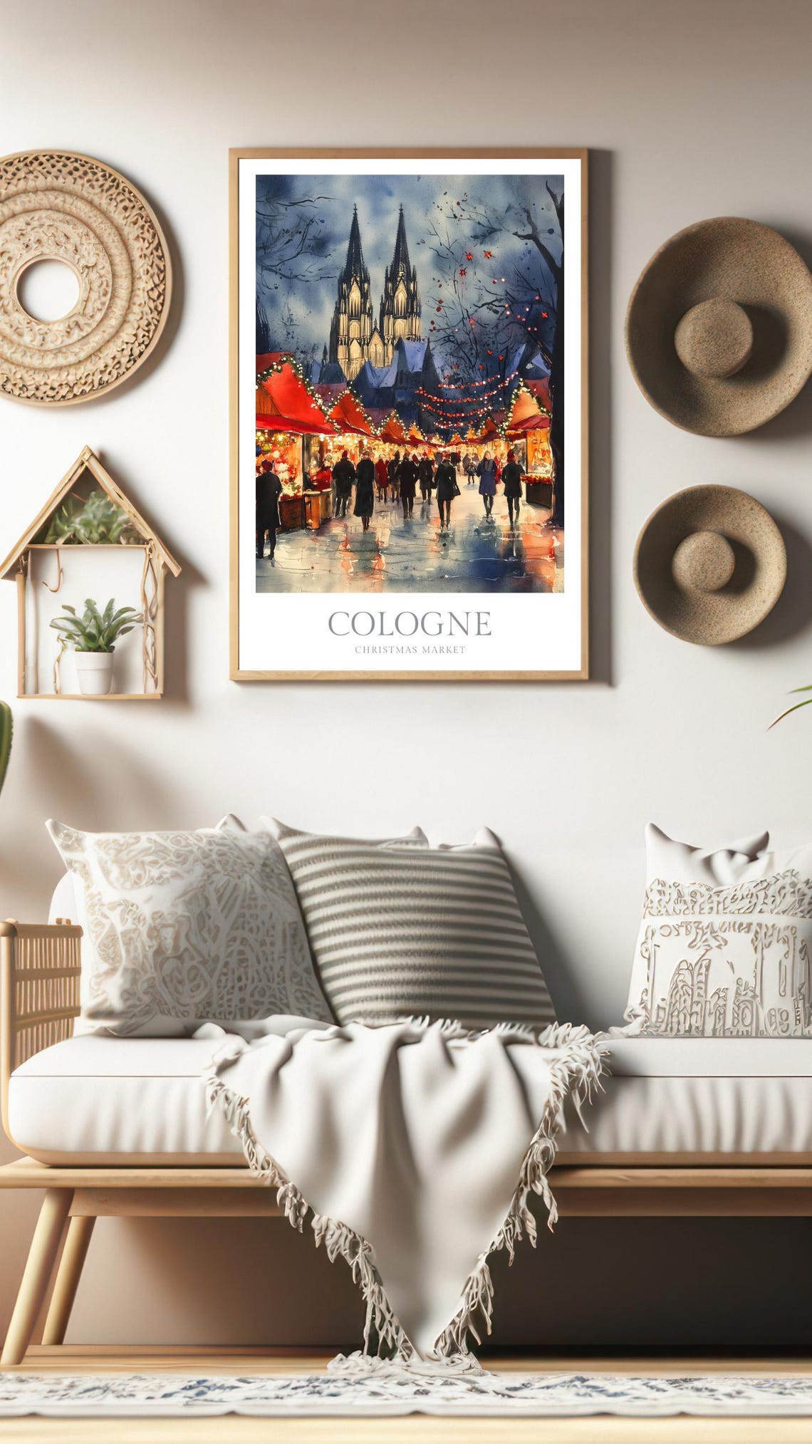 Cologne Christmas Market Cathedral Watercolor Germany Winter Poster - Image 3