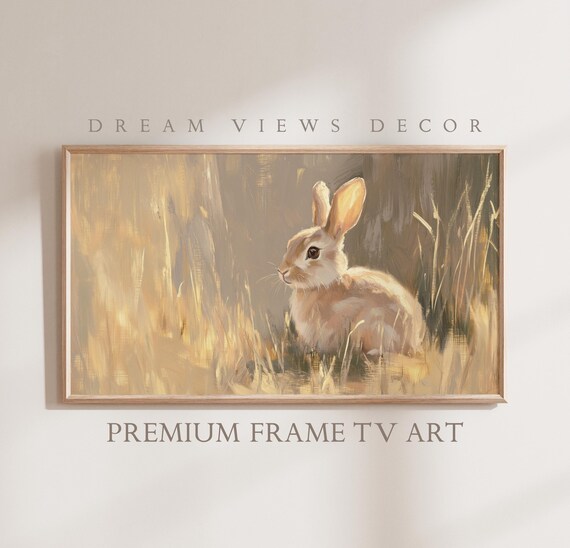 Easter Frame Tv Art Neutral Oil Painting Moody Easter Decor Easter Bunny Spring Frame Tv Art Antique Cottagecore Decor