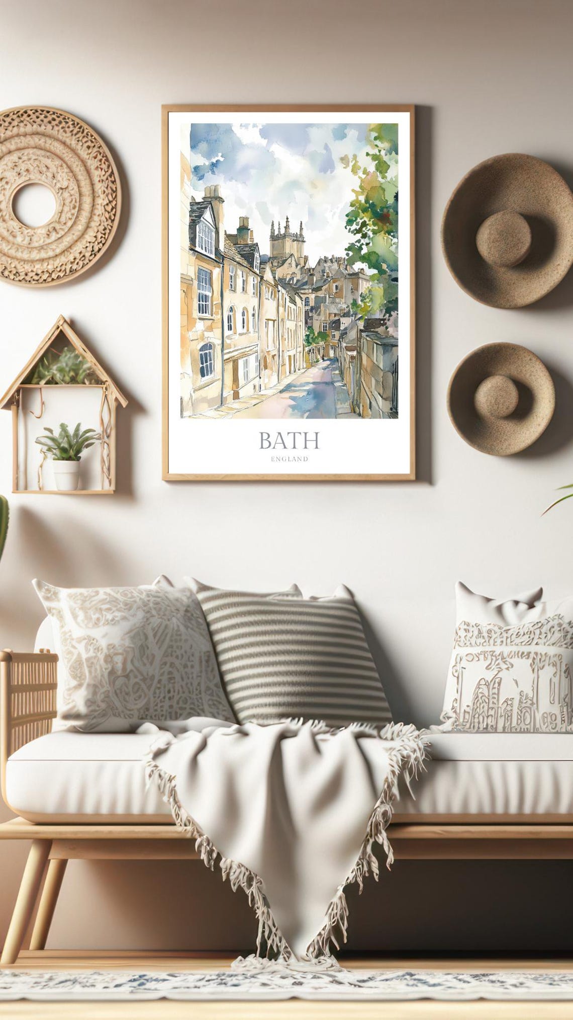 Bath England Historic Street Abbey Watercolor Architecture Poster - Image 2