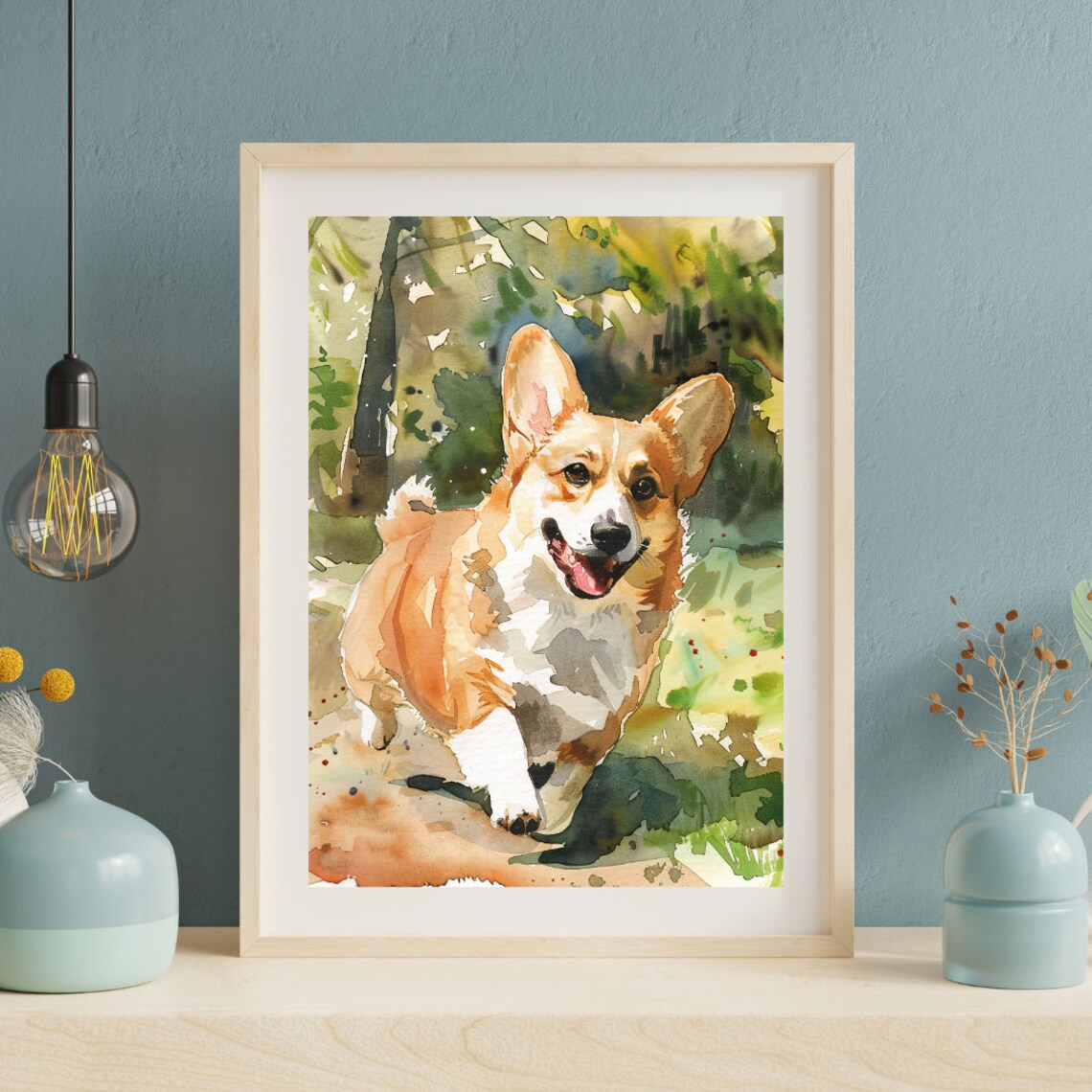 Corgi Watercolor Painting Art Print Poster - Image 2