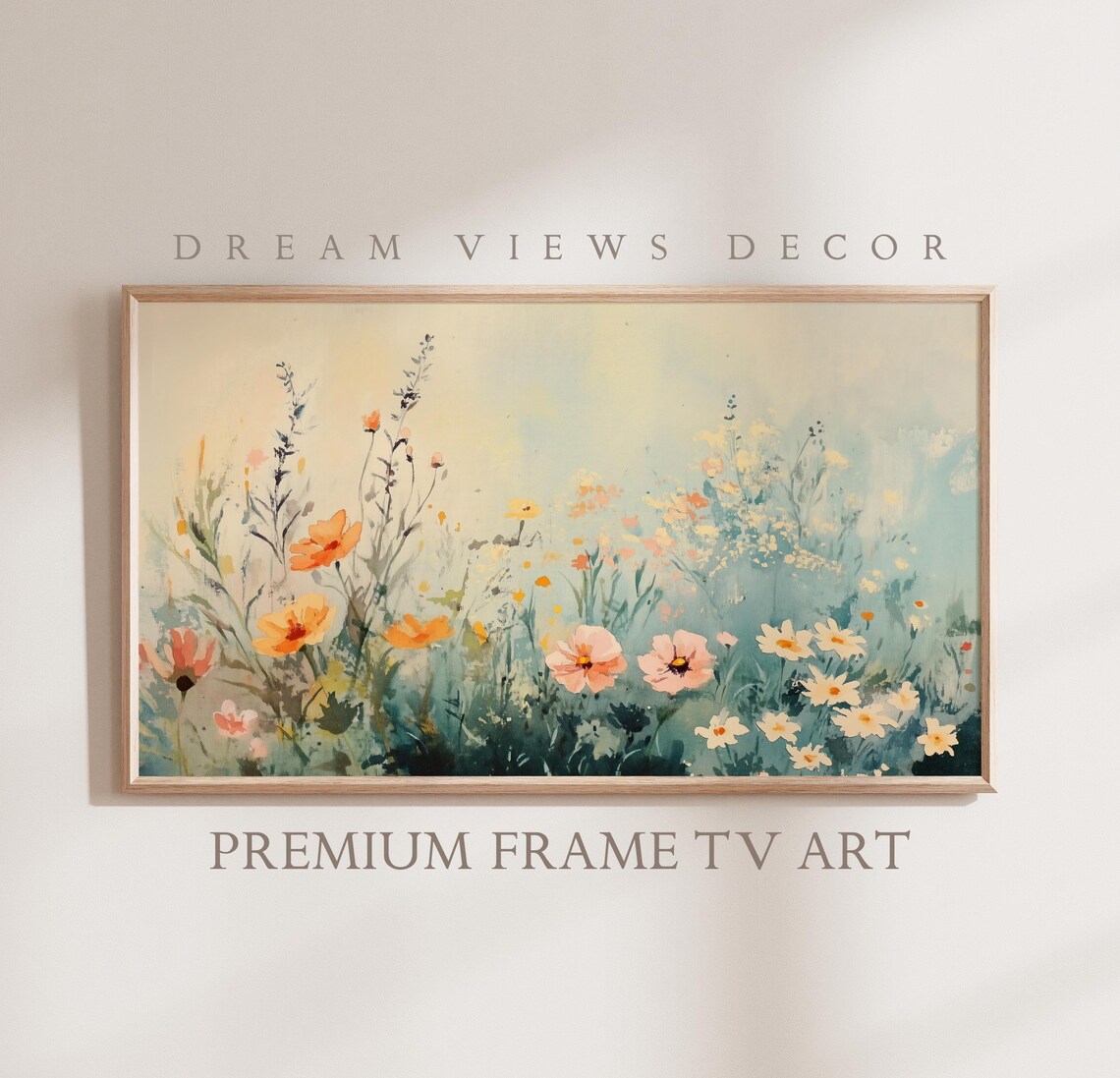 Watercolor Wildflower Meadow Poppies Daisies Soft Spring Floral Art Print