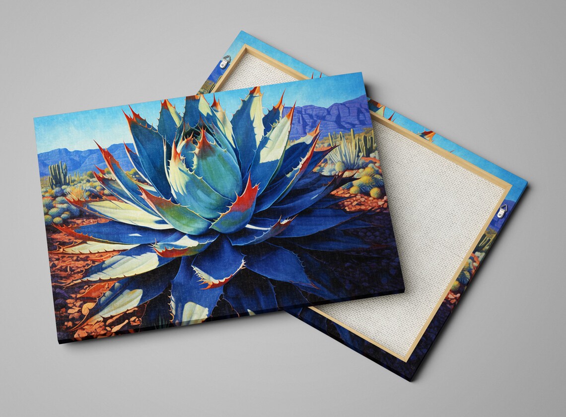 Blue Agave Desert Scene, Realistic Wall Art Print - Image 4