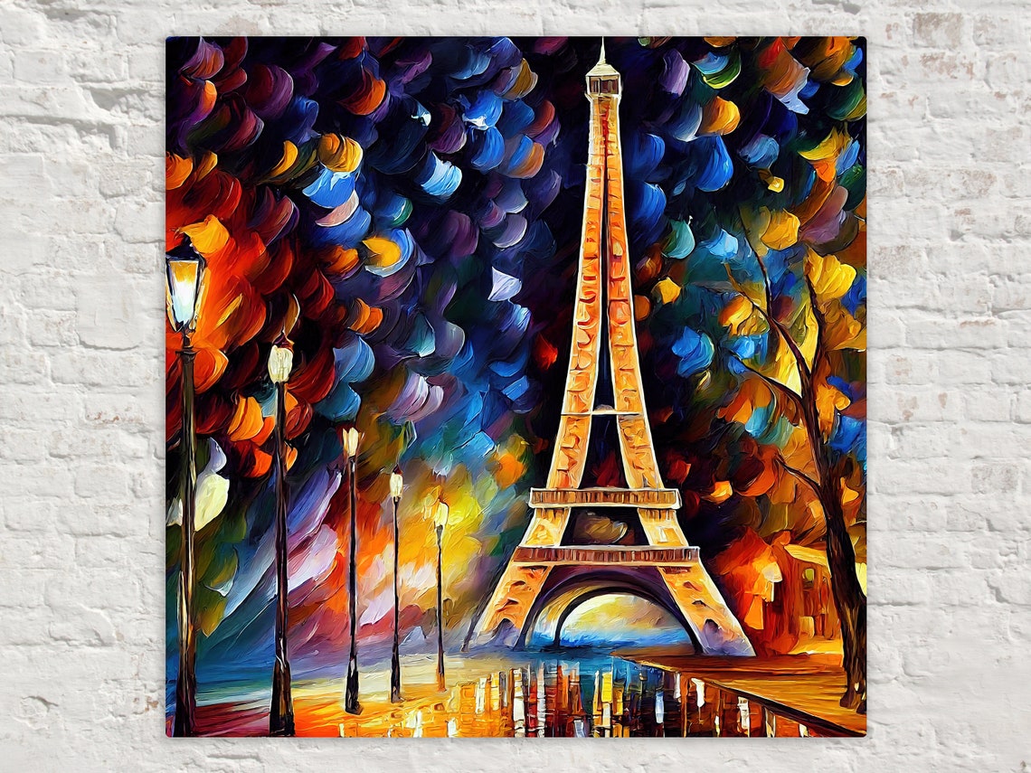 Eiffel Tower Paris Night Sky Golden Glow Riverside Evening Poster