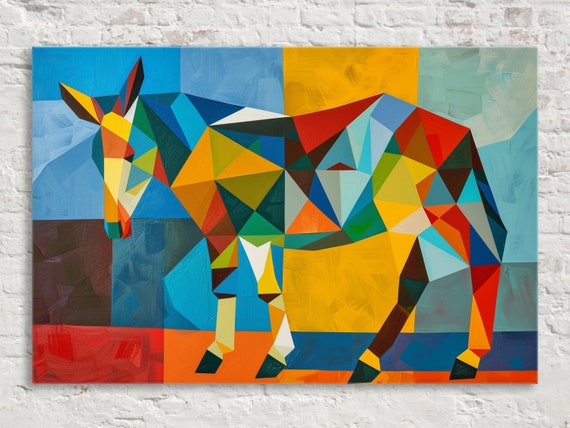 Geometric Donkey Art Mid Century Modern Charm Gicle Print On Gallery Wrapped Artist Ready To Hang Available In Extra Large Sizes