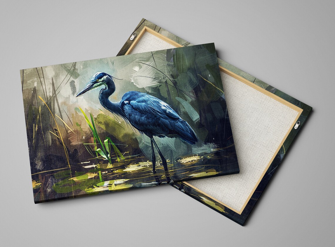 Blue Heron Wetland Marsh Wildlife Poster Print - Image 4