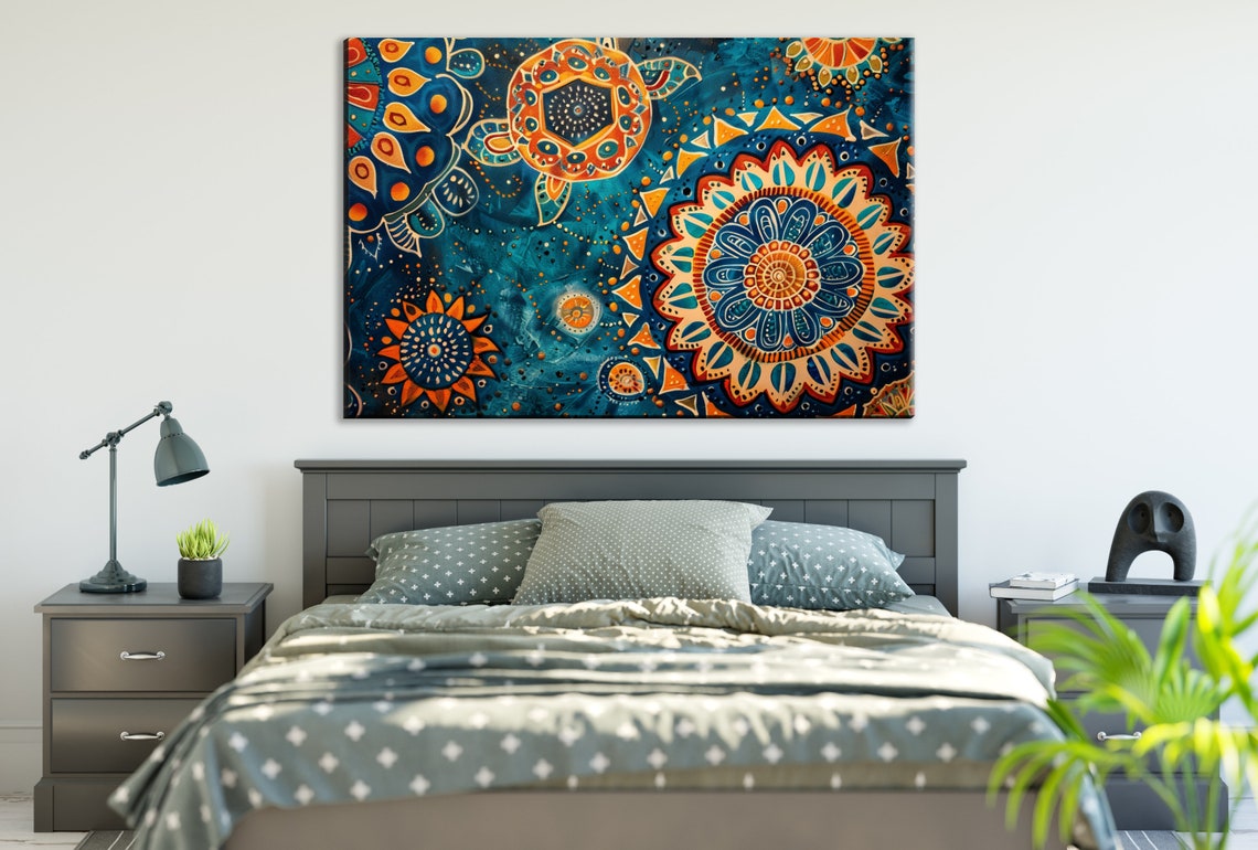 Eclectic Dreams Boho Water Design Pattern Gicle Print On Gallery Wrapped Artist Ready To Hang Available In Extra Large Sizes - Image 2