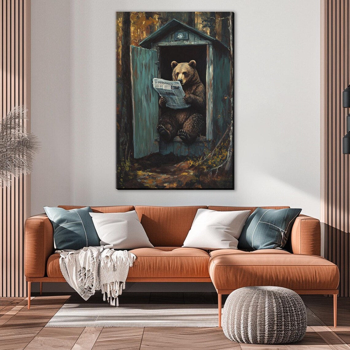 Whimsical Bear Bathroom Humor Art Print For Home - Image 5
