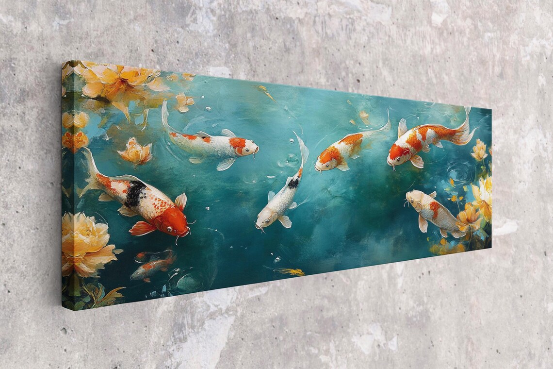 Panoramic Koi Fish Art Print, Long Horizontal - Image 2