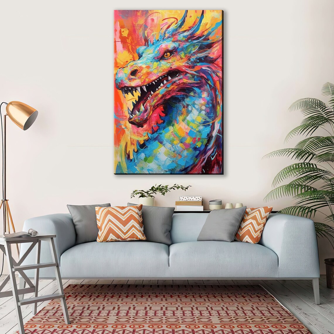 Enchanting Dragon Pop Art Painting, Fantasy Art Print - Image 4