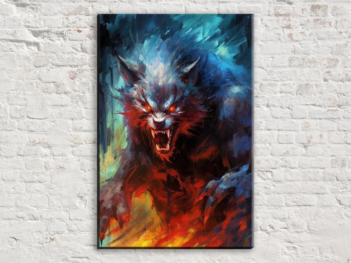 Terrifying Transformation Werewolf Halloween Art Print