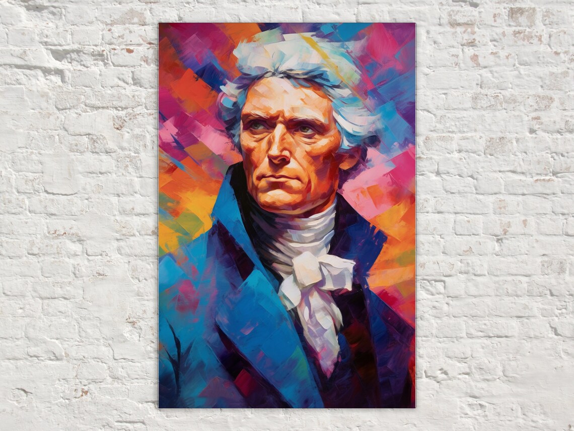 Thomas Jefferson Portrait Vibrant Pop Art Blue Coat Patriot Poster