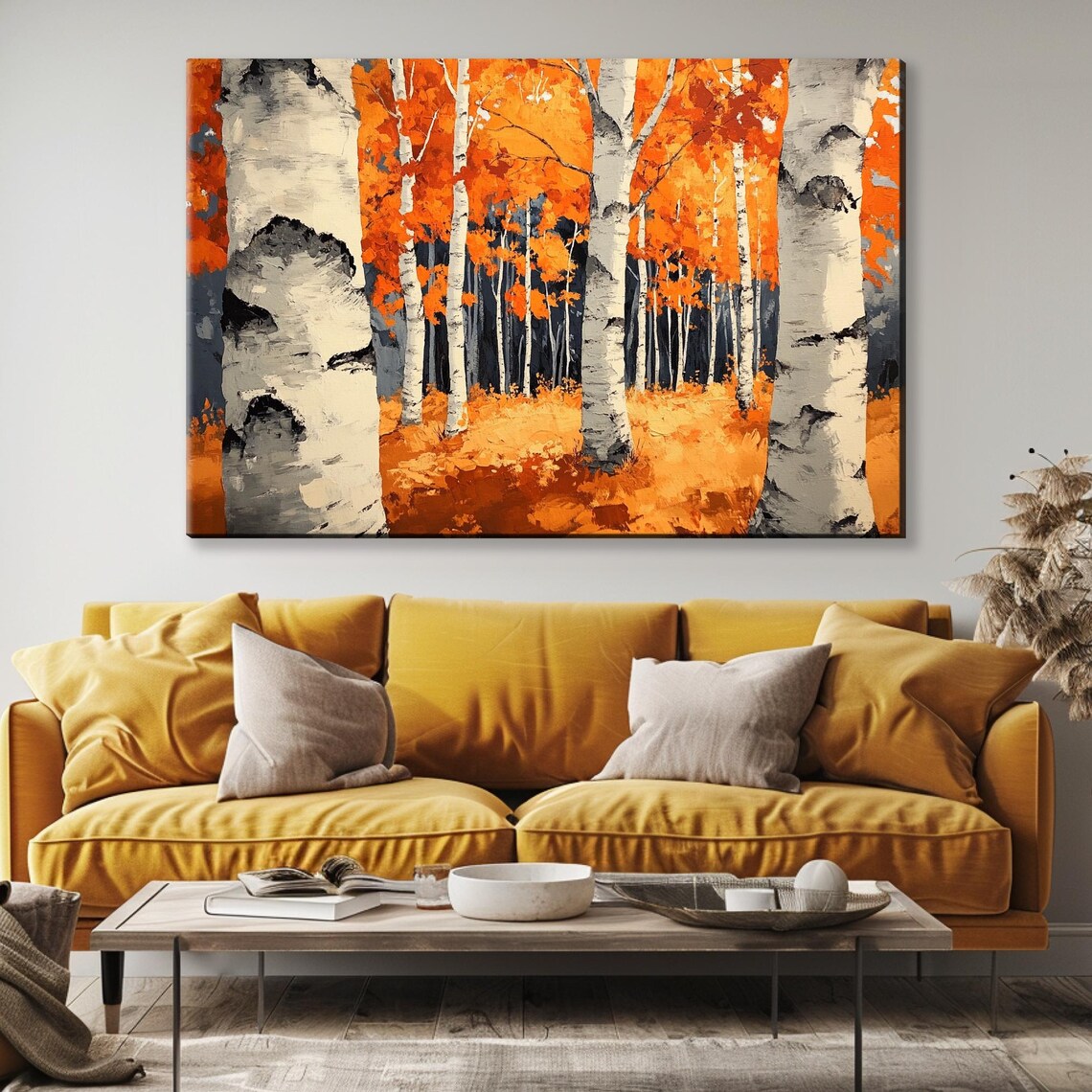 Beautiful Birch Trees In Fall Colors Wall Art Print Framed Or Unframed Gallery Wrapped Gicle Ready To Hang Extra Large Wall Art - Image 3