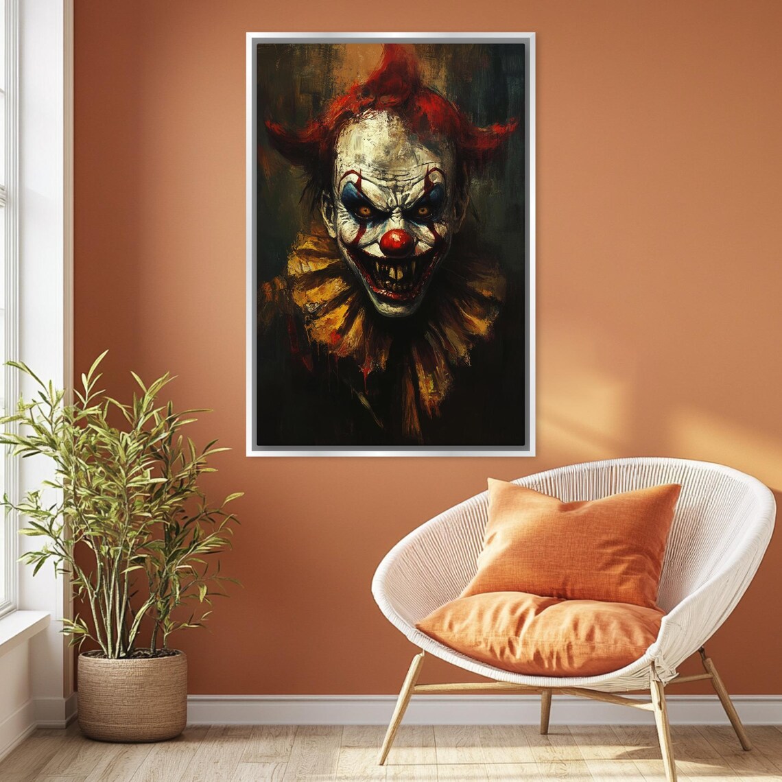 Gothic Scary Clown Portrait Dark Horror Halloween Frightening Wall Art - Image 3