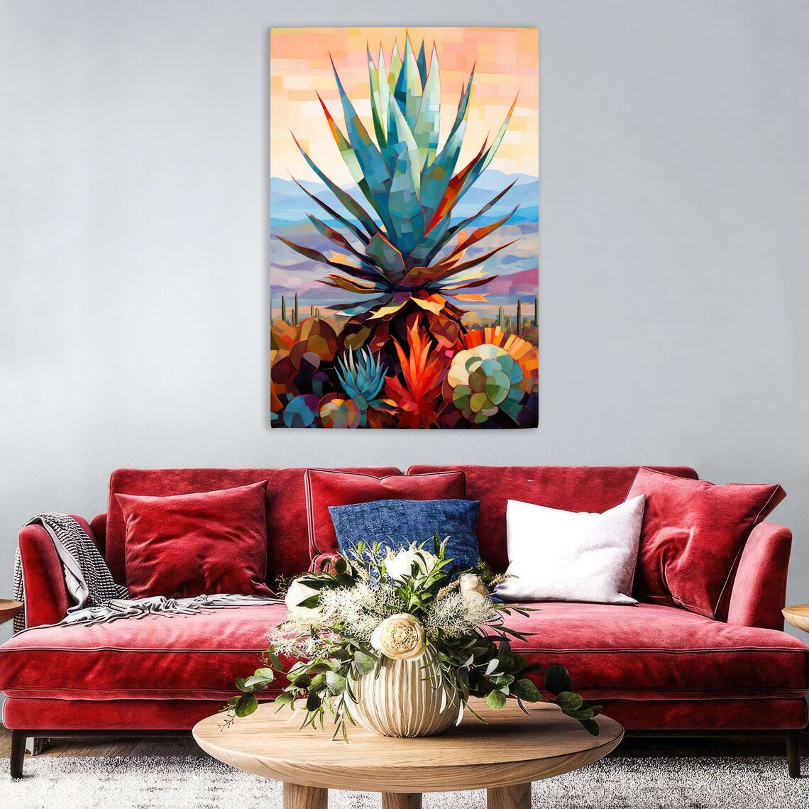 Agave Desert Scene, Modern Southwest Art Print - Image 3
