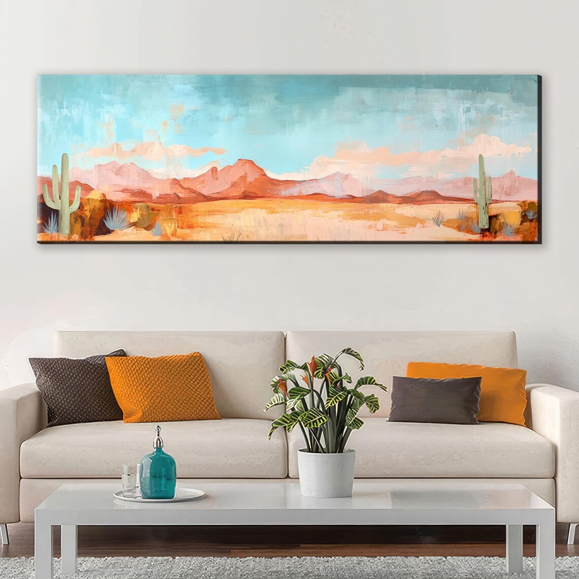 Panoramic Desert Plains Minimalist Bohemian Style Framed Unframed Long Horizontal Ready To Hang Extra Large Wall Art - Image 5