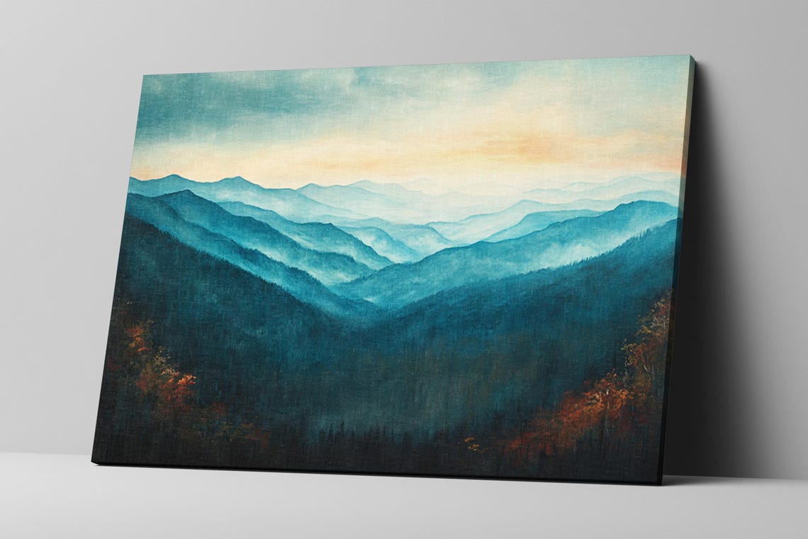 Great Smoky Mountains Misty Peaks Sunrise Serene Scenic Wall Art - Image 2