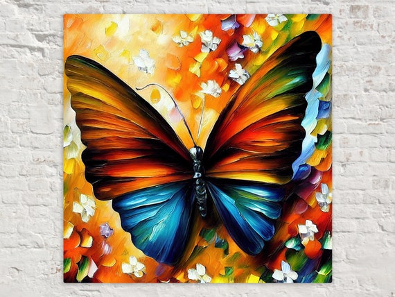 Butterfly Print Oil Painting Reproduction Vibrant Colorful Art