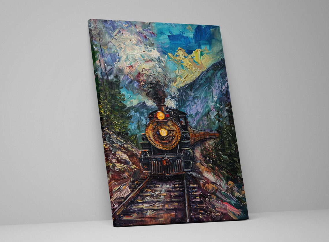 Impressionist Steam Locomotive 0511 Mountain Journey Art Poster - Image 5