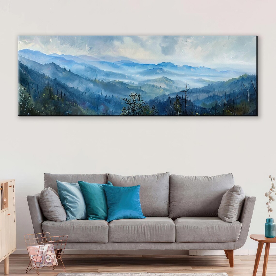 Great Smoky Mountains Panoramic Scene Art Framed Or Unframed Long Horizontal Gallery Wrapped Gicle Ready To Hang Extra Large Wall Art - Image 5
