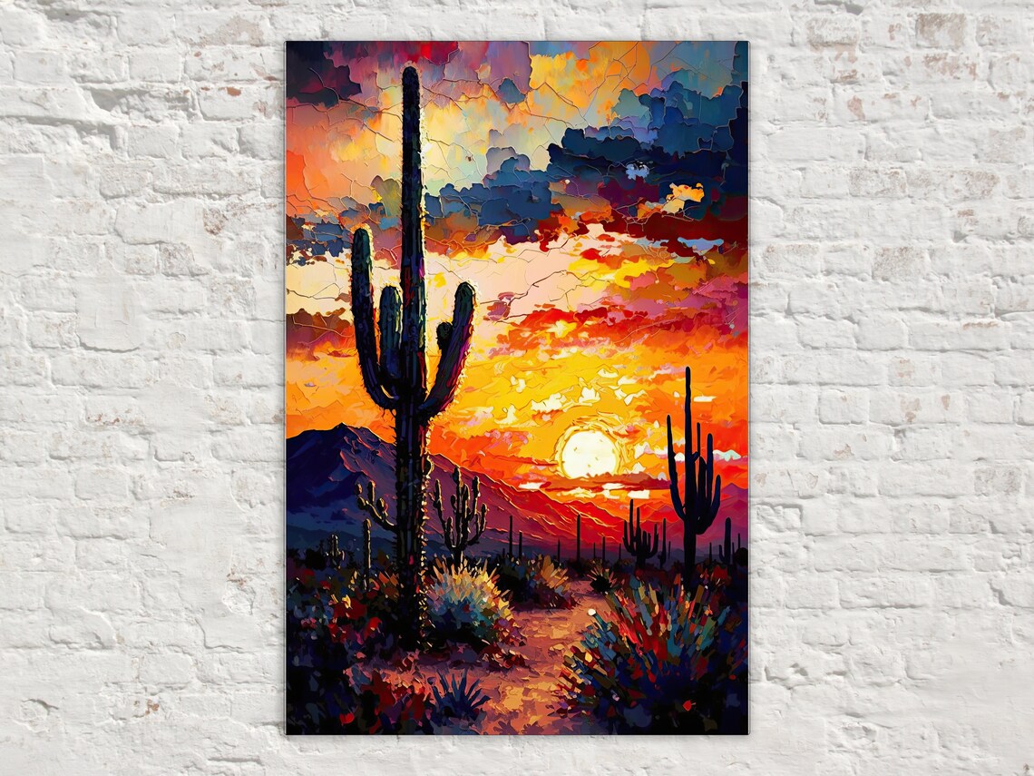 Sunset Saguaro Cactus, Arizona Southwestern Art Print