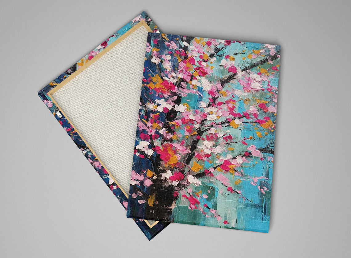 Cherry Blossom Tree Impasto Painting Pink Floral Spring Poster - Image 5