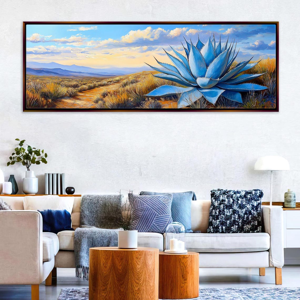 Scenic Southwest Agave Pano Wall Art Framed Or Unframed Long Horizontal Gallery Wrapped Gicle Ready To Hang Extra Large Wall Art
